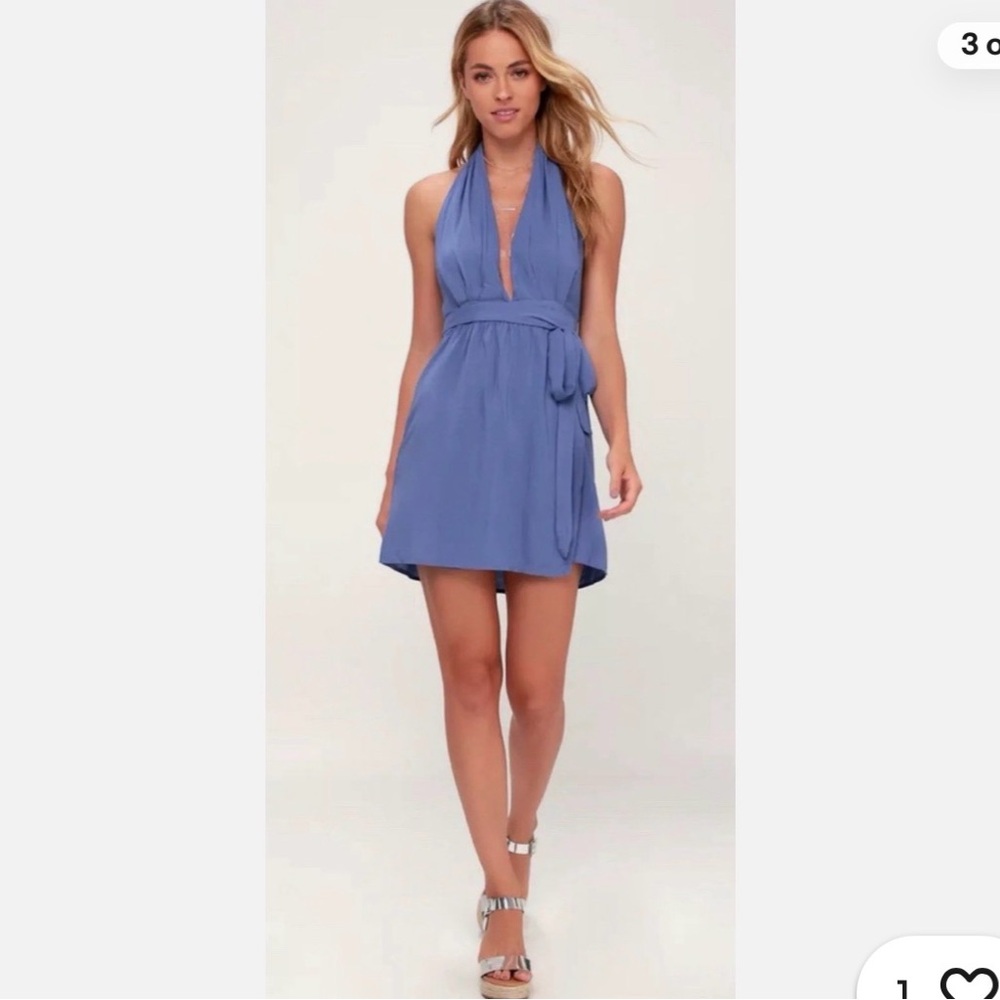 Lulus Positively Perfect Periwinkle Blue Wrap Dress XS